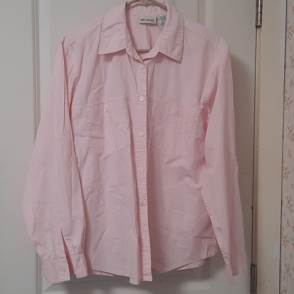 Pink button down top